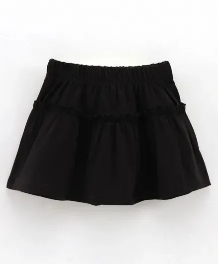 Solid Frilled Skirt - Black