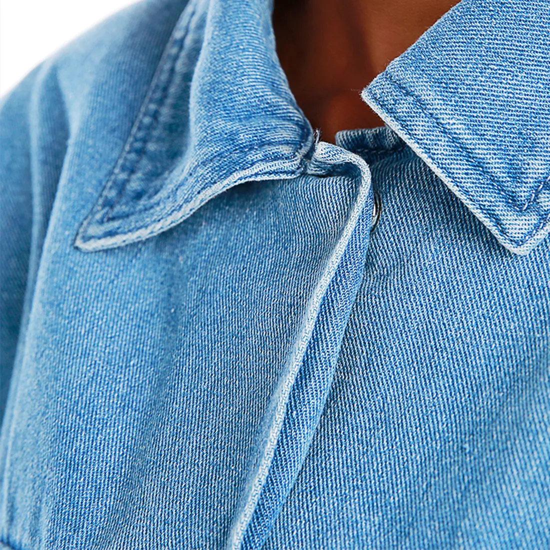 Solid Shoulder Padded Denim Jacket