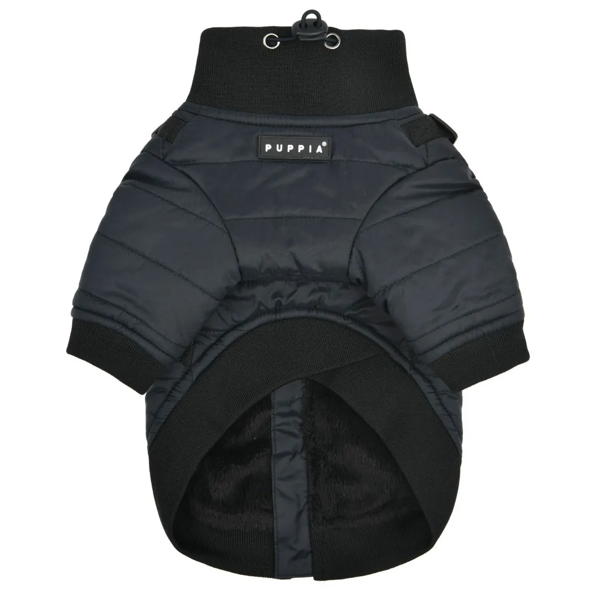 stratus mock neck jacket with harness - black