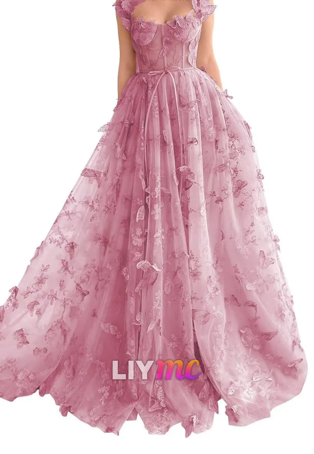 Sweetheart Sleeveless Floral Embellished A-Line Prom Dress