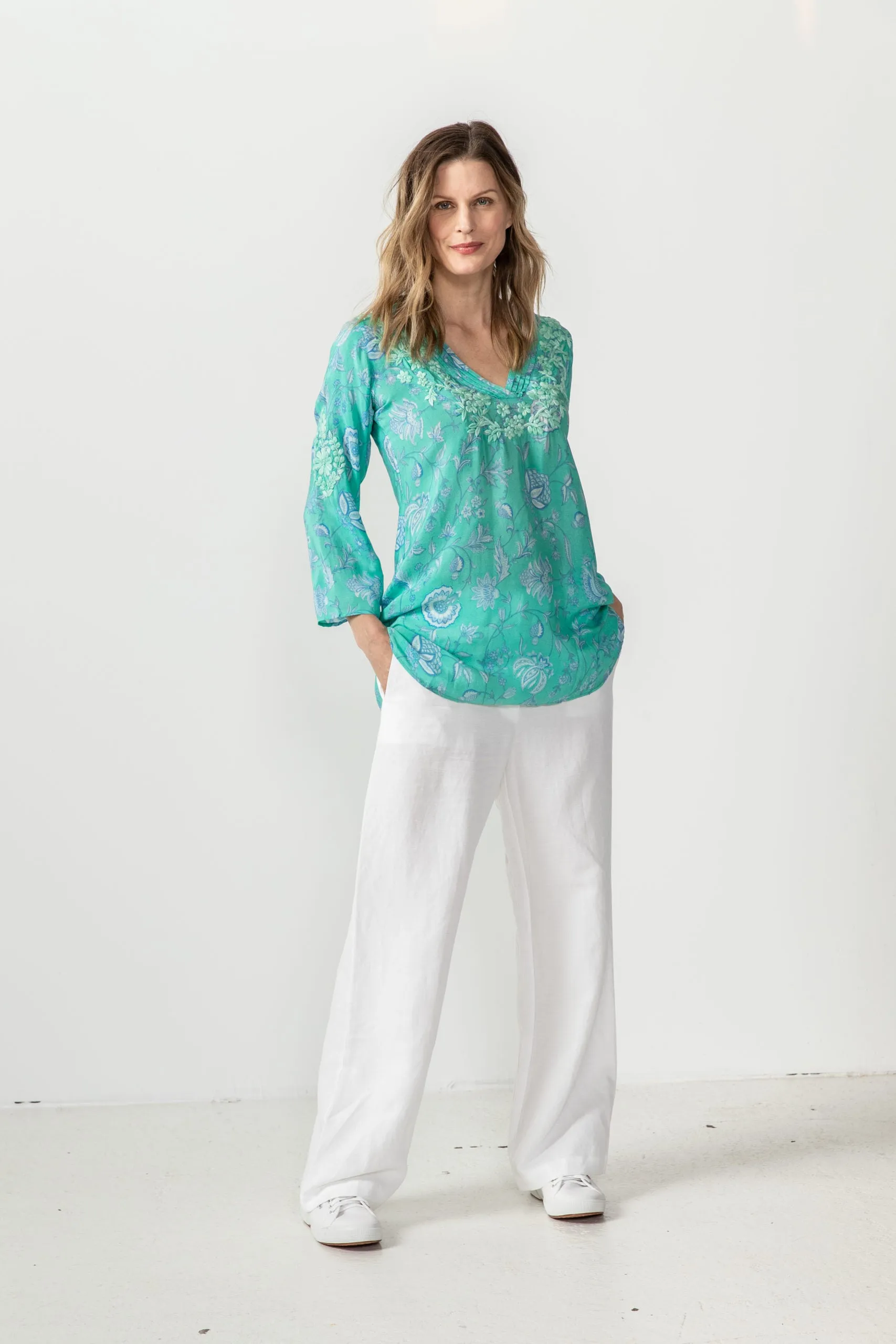 Tessie Silk Tunic in Emerald Green