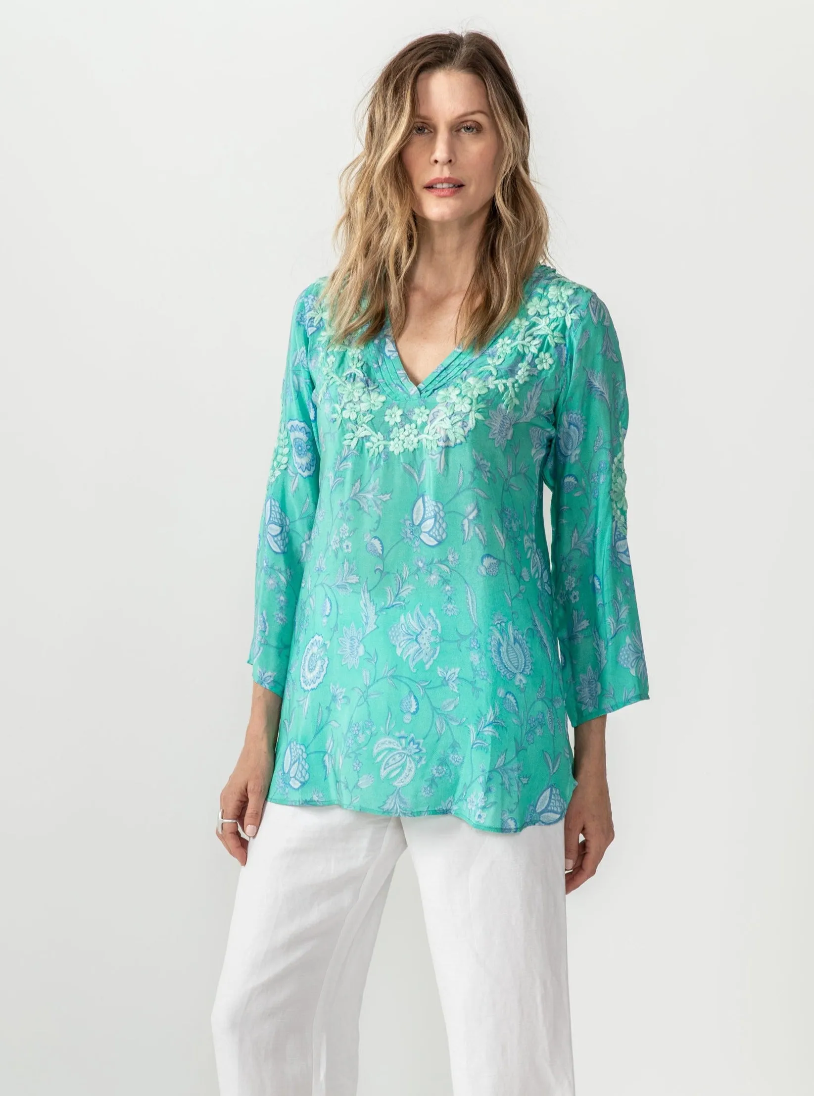 Tessie Silk Tunic in Emerald Green