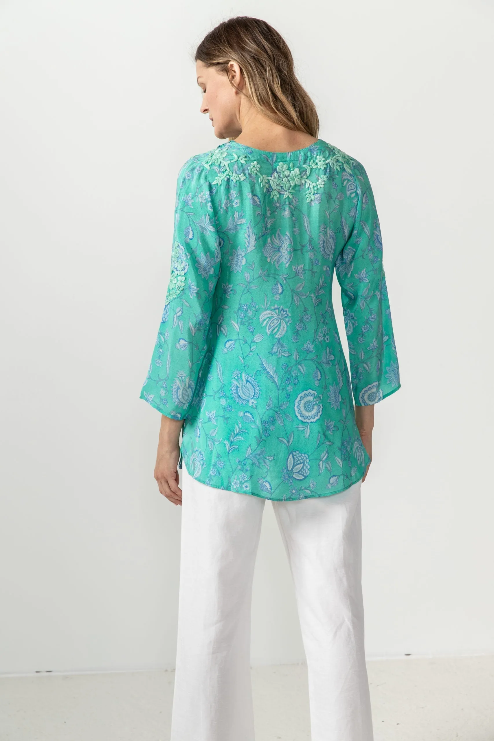 Tessie Silk Tunic in Emerald Green