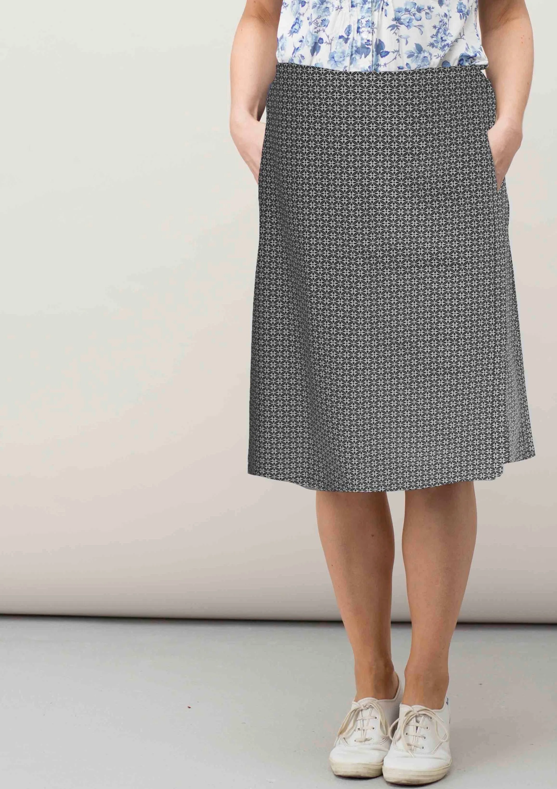 Toni Viscose A-Line VELCRO® Brand Fastening Wrap Skirt