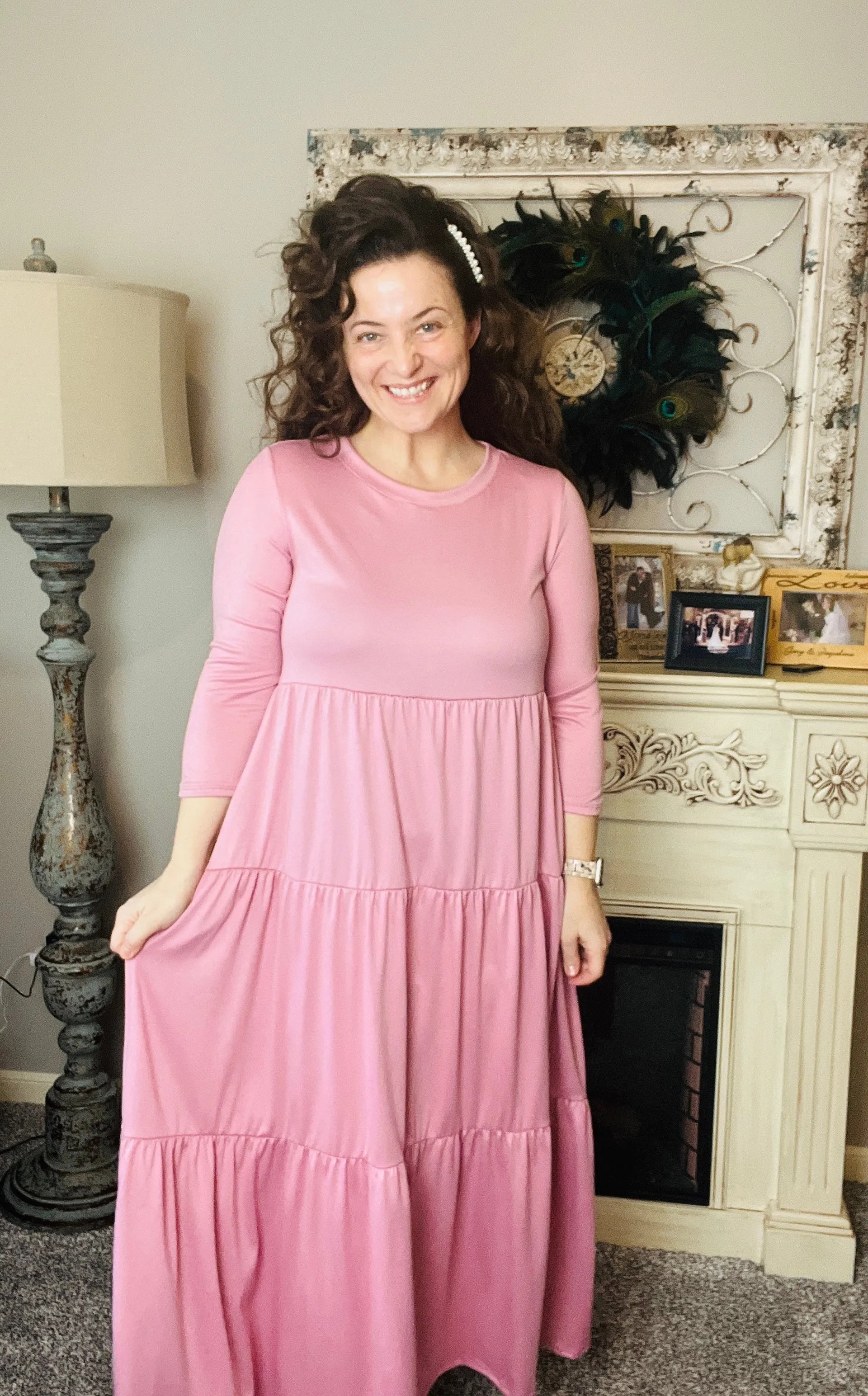 Tonya Tiered Dress-Mauve Pink