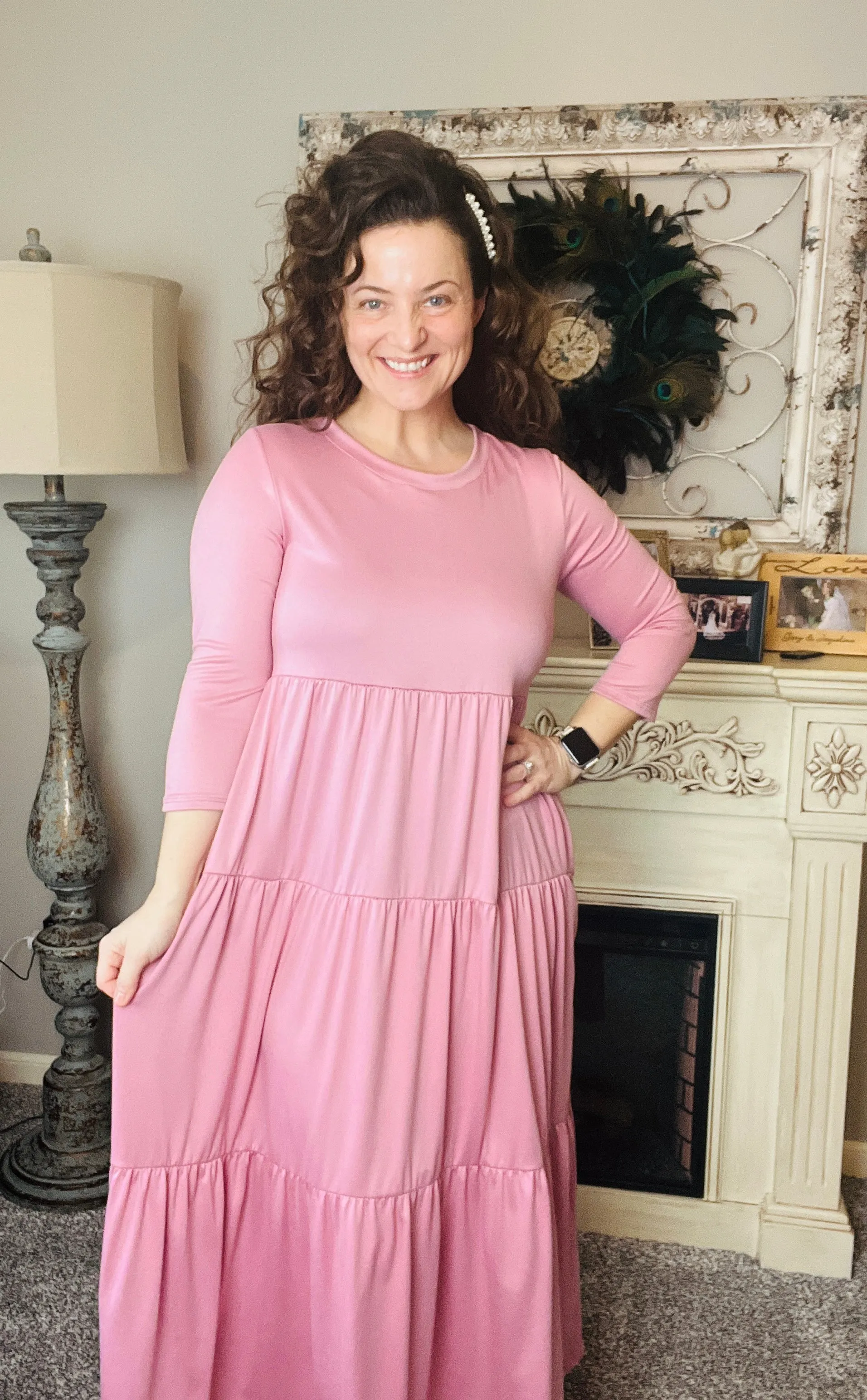 Tonya Tiered Dress-Mauve Pink