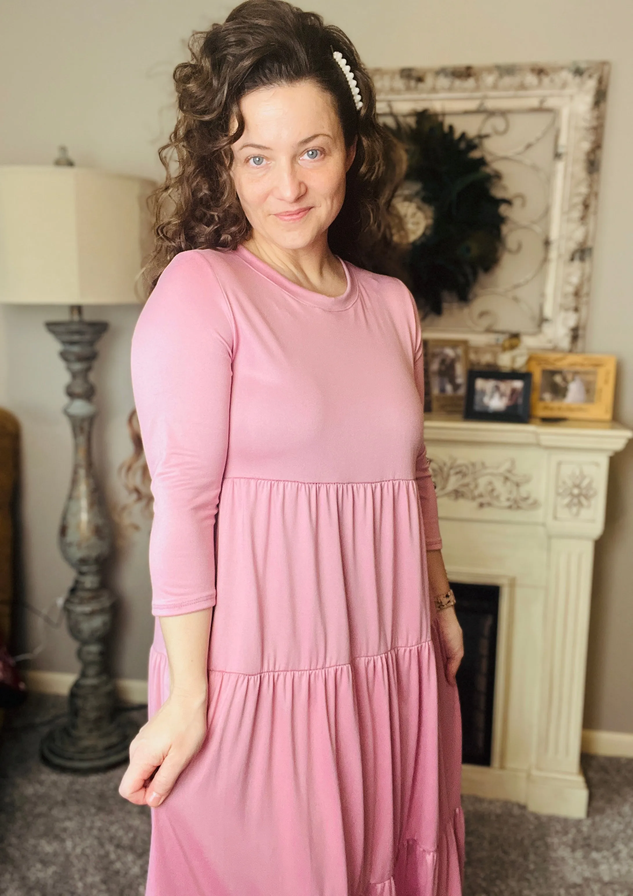 Tonya Tiered Dress-Mauve Pink