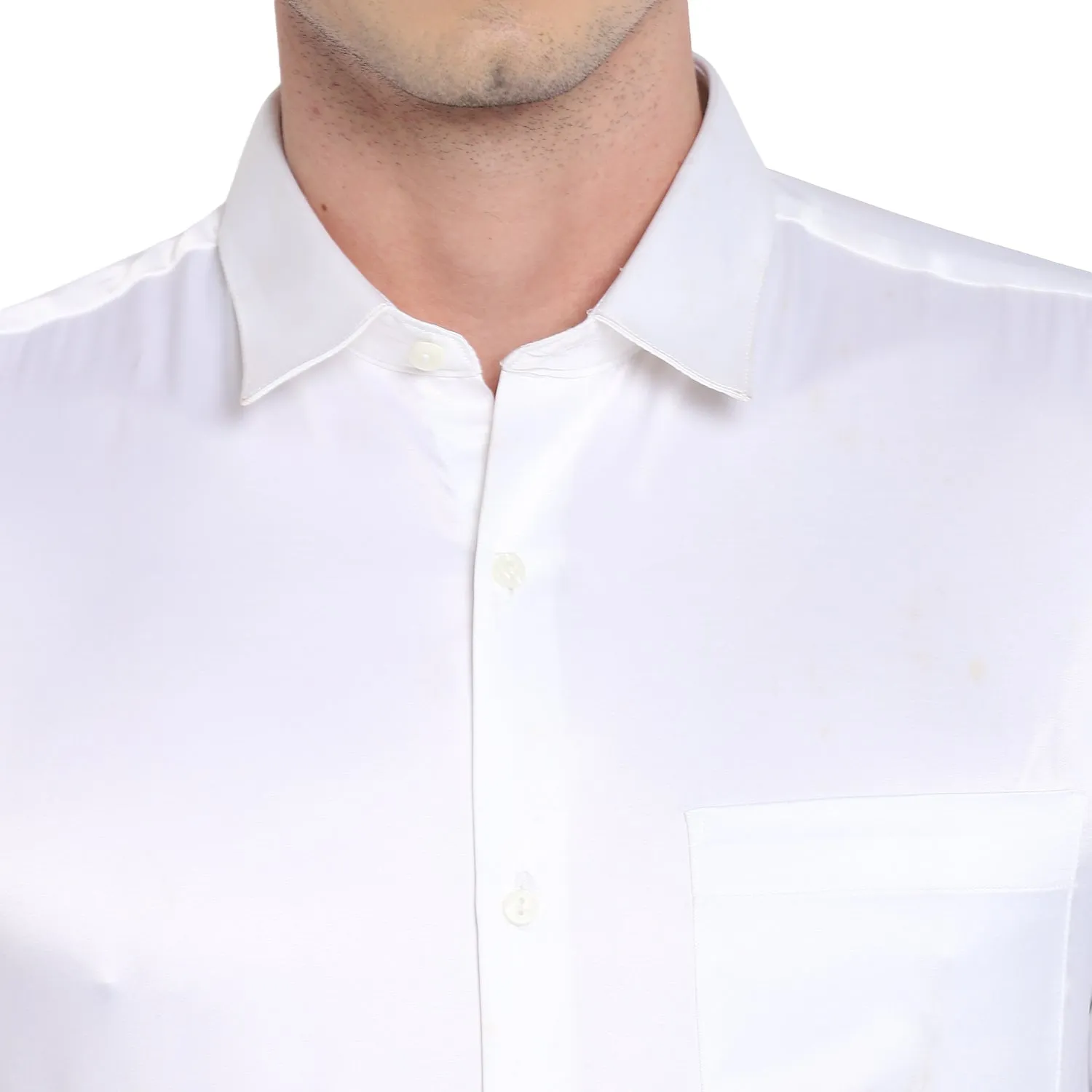 Turtle Men White Satin Solid Regular Fit Shirts