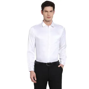 Turtle Men White Satin Solid Regular Fit Shirts