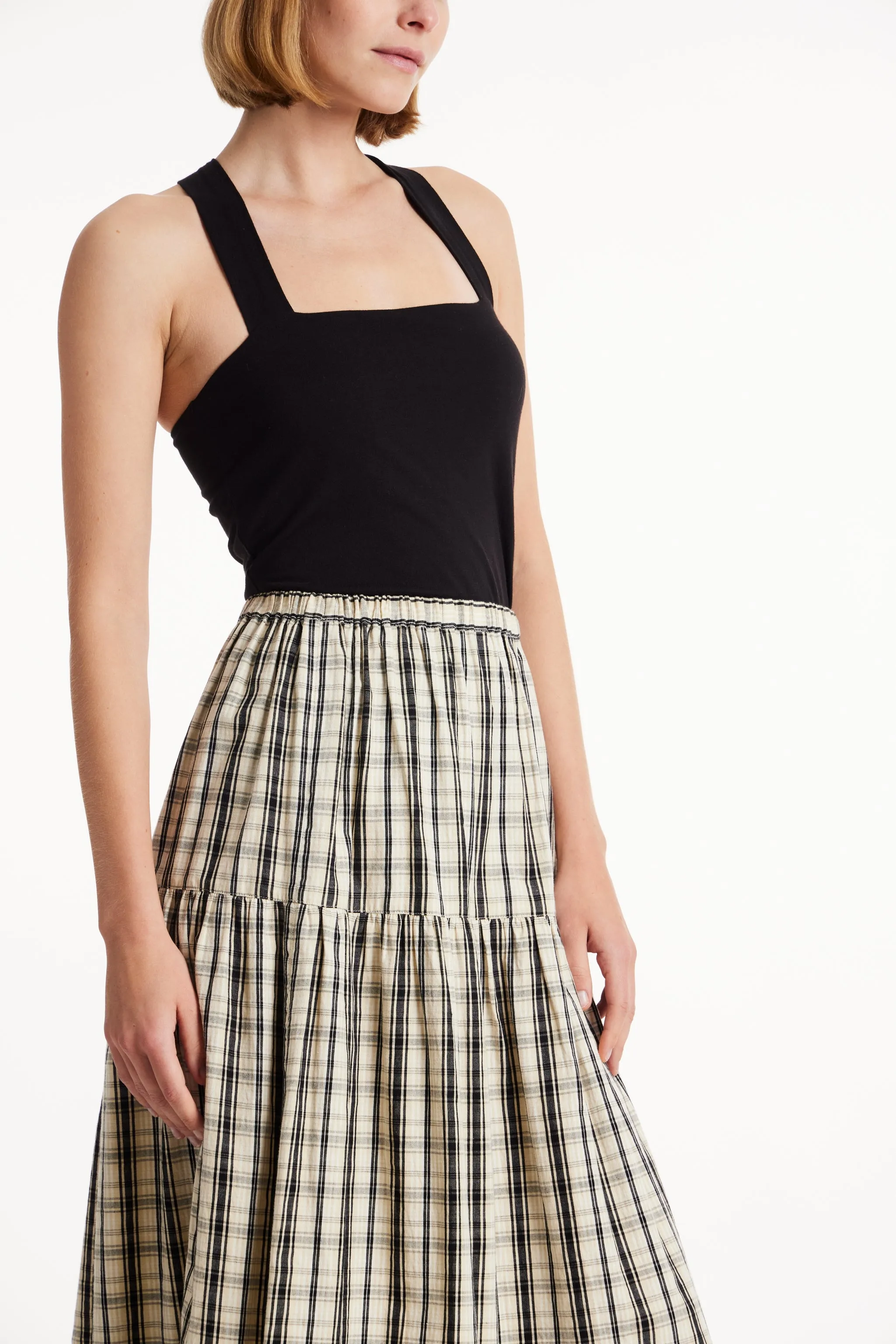 Ulla Checked Skirt in Black check