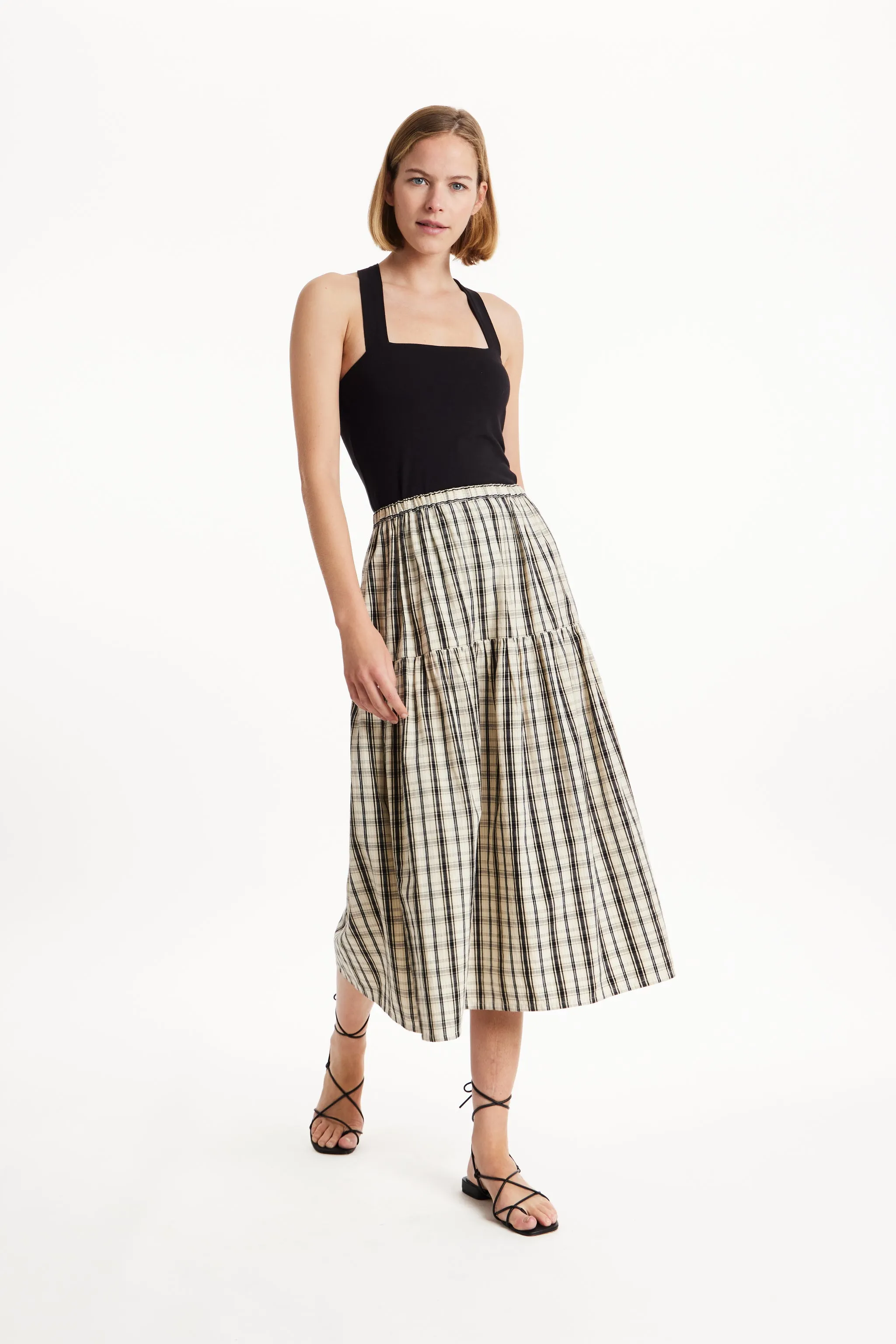 Ulla Checked Skirt in Black check