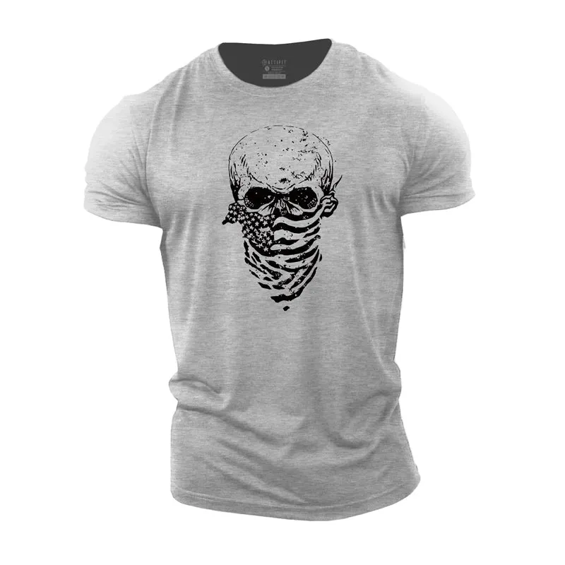 USA Scarf Skull Cotton T-Shirt