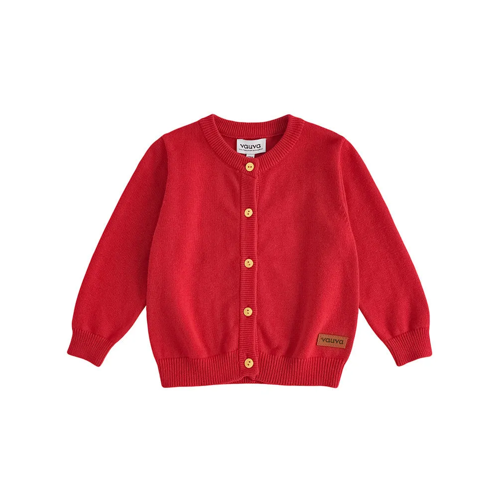 Vauva FW23 - Baby Girls Cotton Cashmere Jacket (Red)