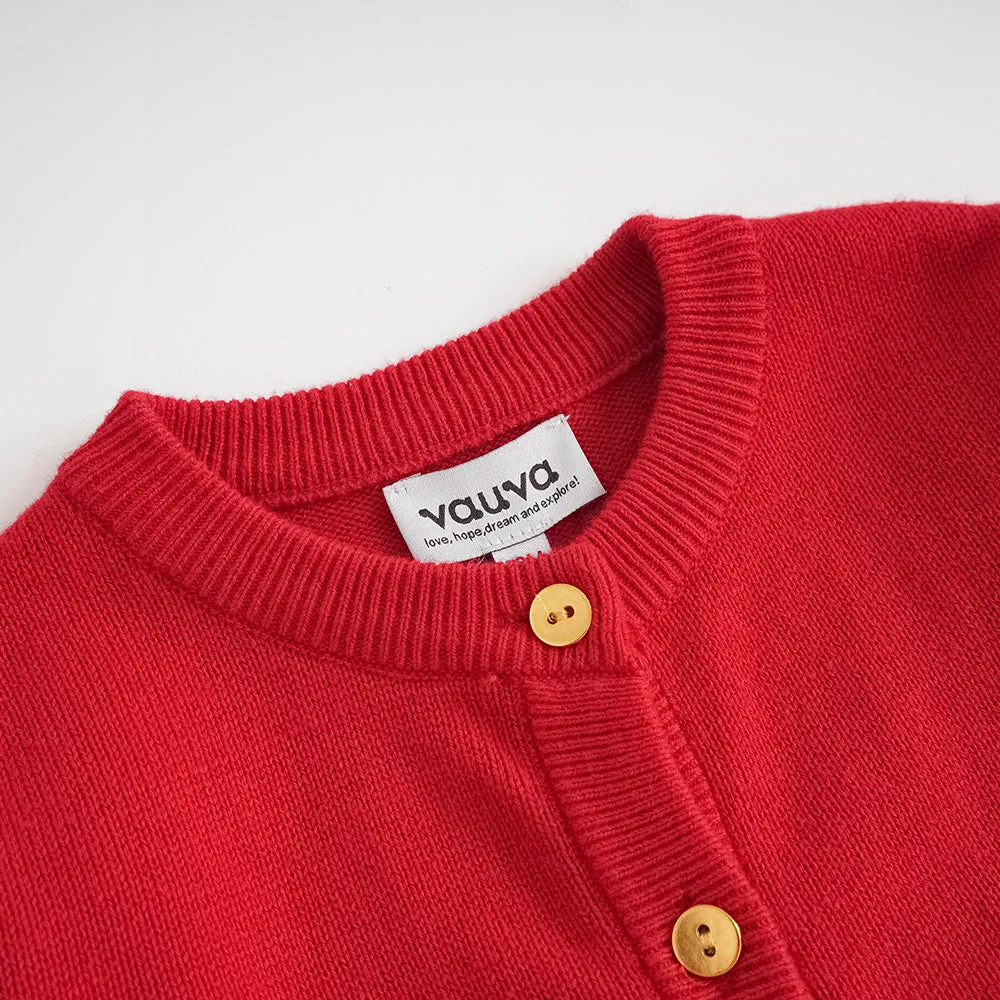 Vauva FW23 - Baby Girls Cotton Cashmere Jacket (Red)