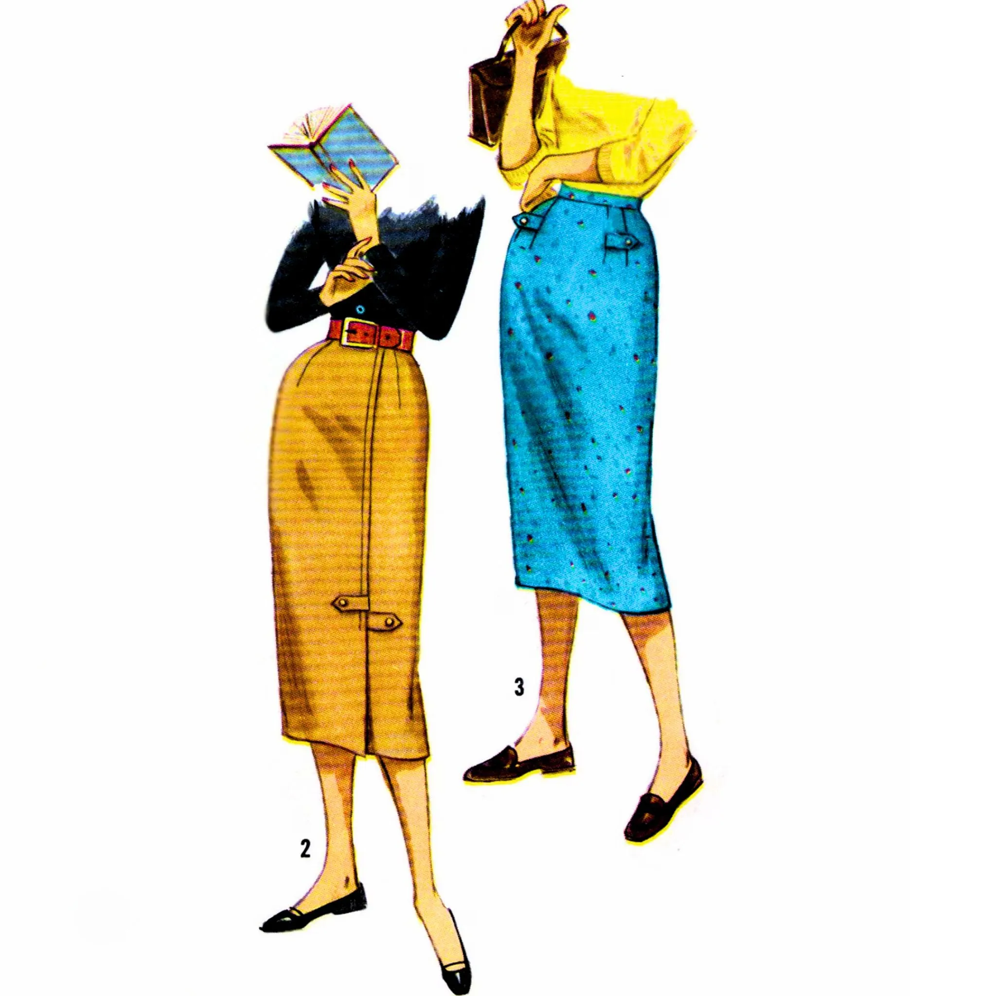 Vintage 1950s Sewing Pattern, Slim Skirts – Waist: 25” (63.5cm)