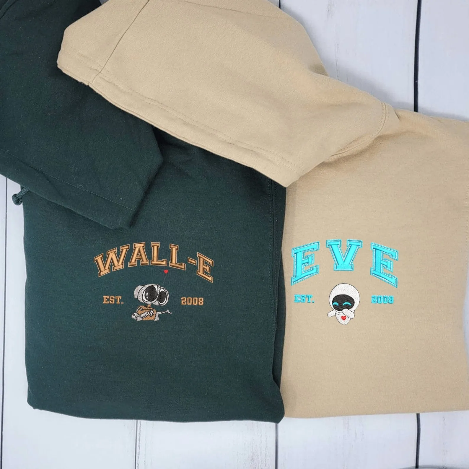 WALL E & EVE Matching Couple Hoodies – Custom Cute Sweatshirts for Couples