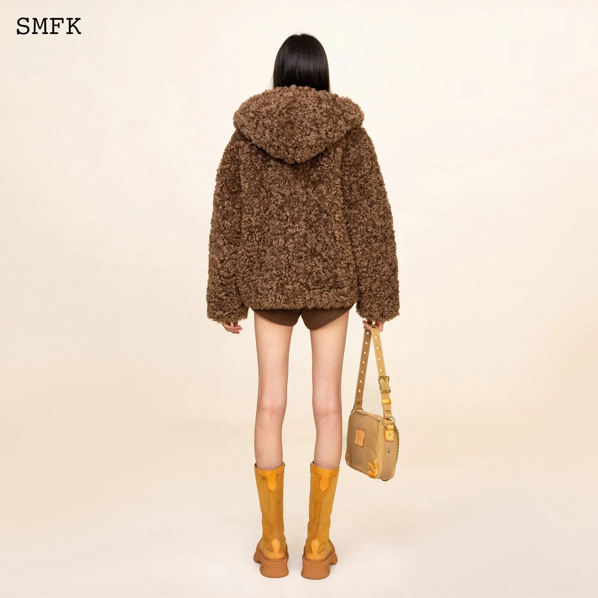 WildWorld Adventure Outdoor Faux Fur Hoodie In Brown