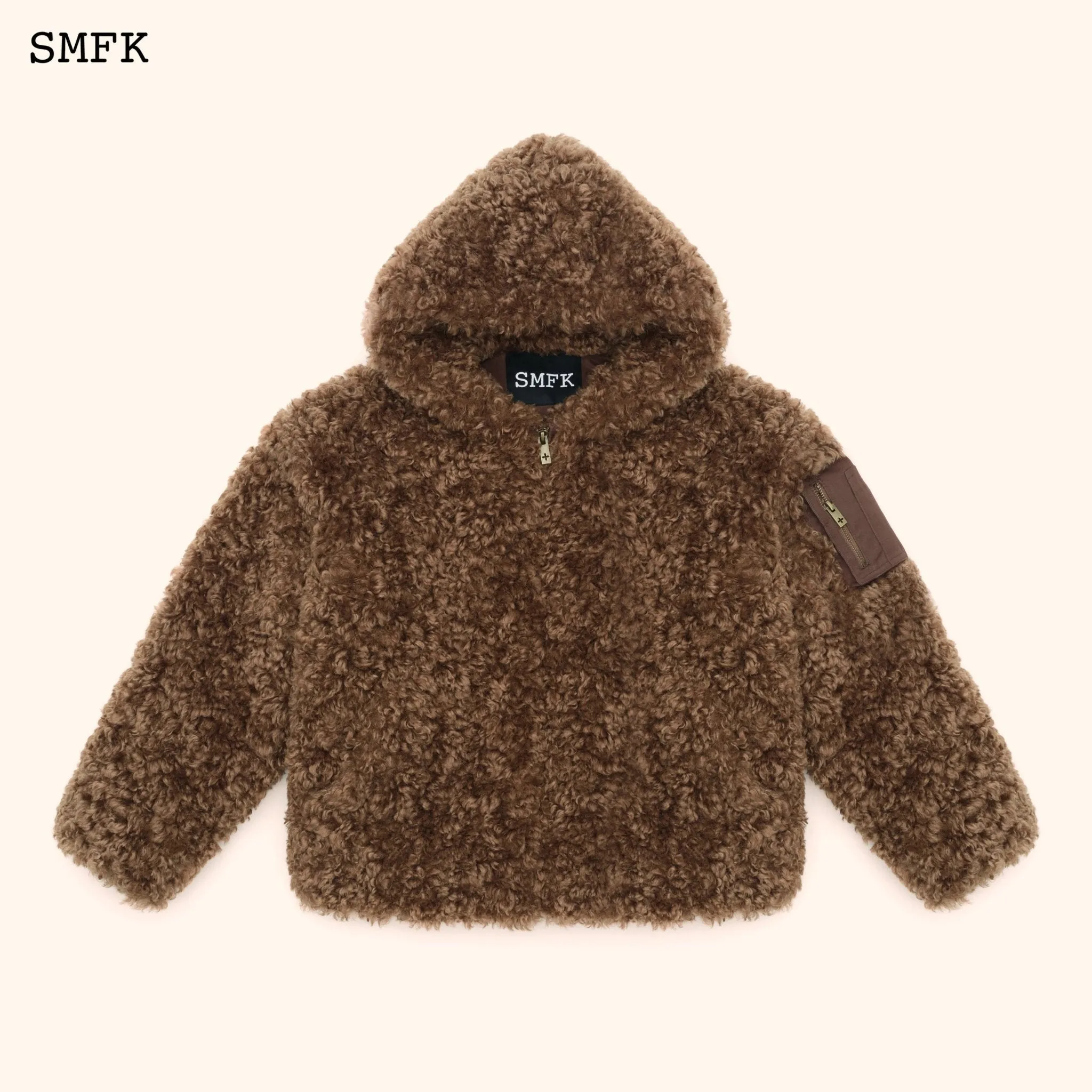 WildWorld Adventure Outdoor Faux Fur Hoodie In Brown