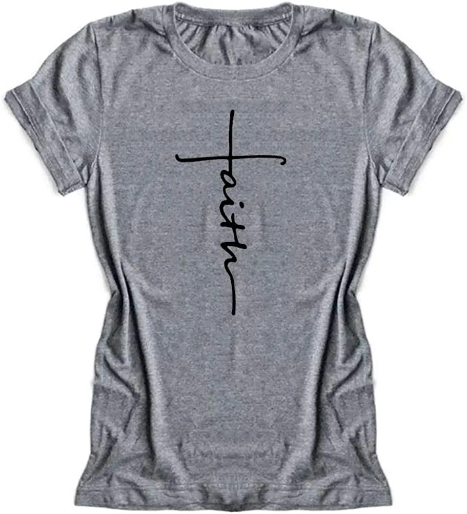 Women Cross Faith Blessed Jesus T-Shirt Christian Shirt