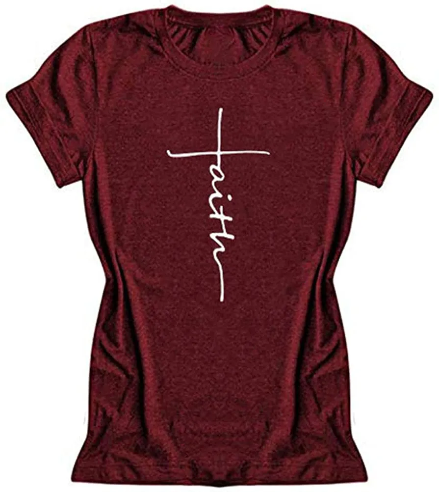 Women Cross Faith Blessed Jesus T-Shirt Christian Shirt