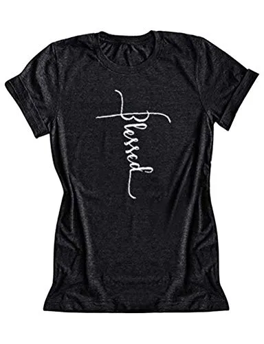 Women Cross Faith Blessed Jesus T-Shirt Christian Shirt