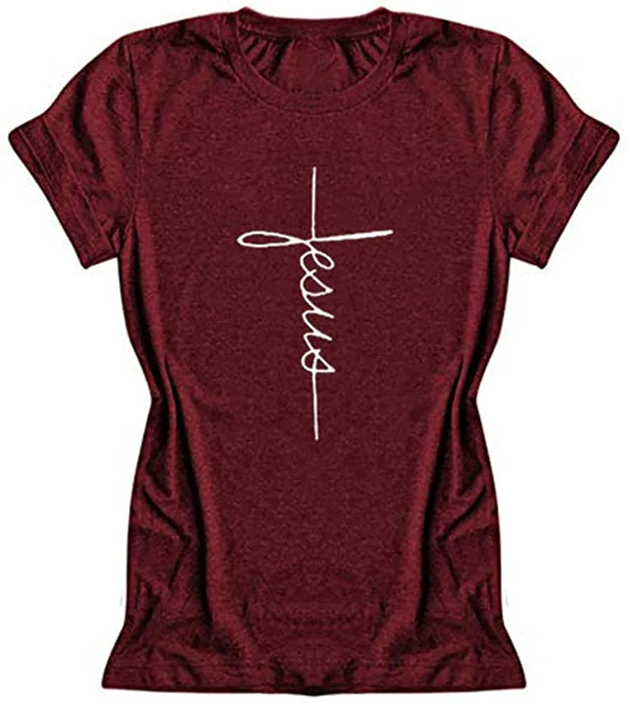 Women Cross Faith Blessed Jesus T-Shirt Christian Shirt