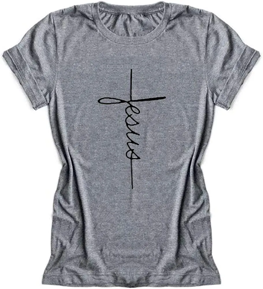 Women Cross Faith Blessed Jesus T-Shirt Christian Shirt