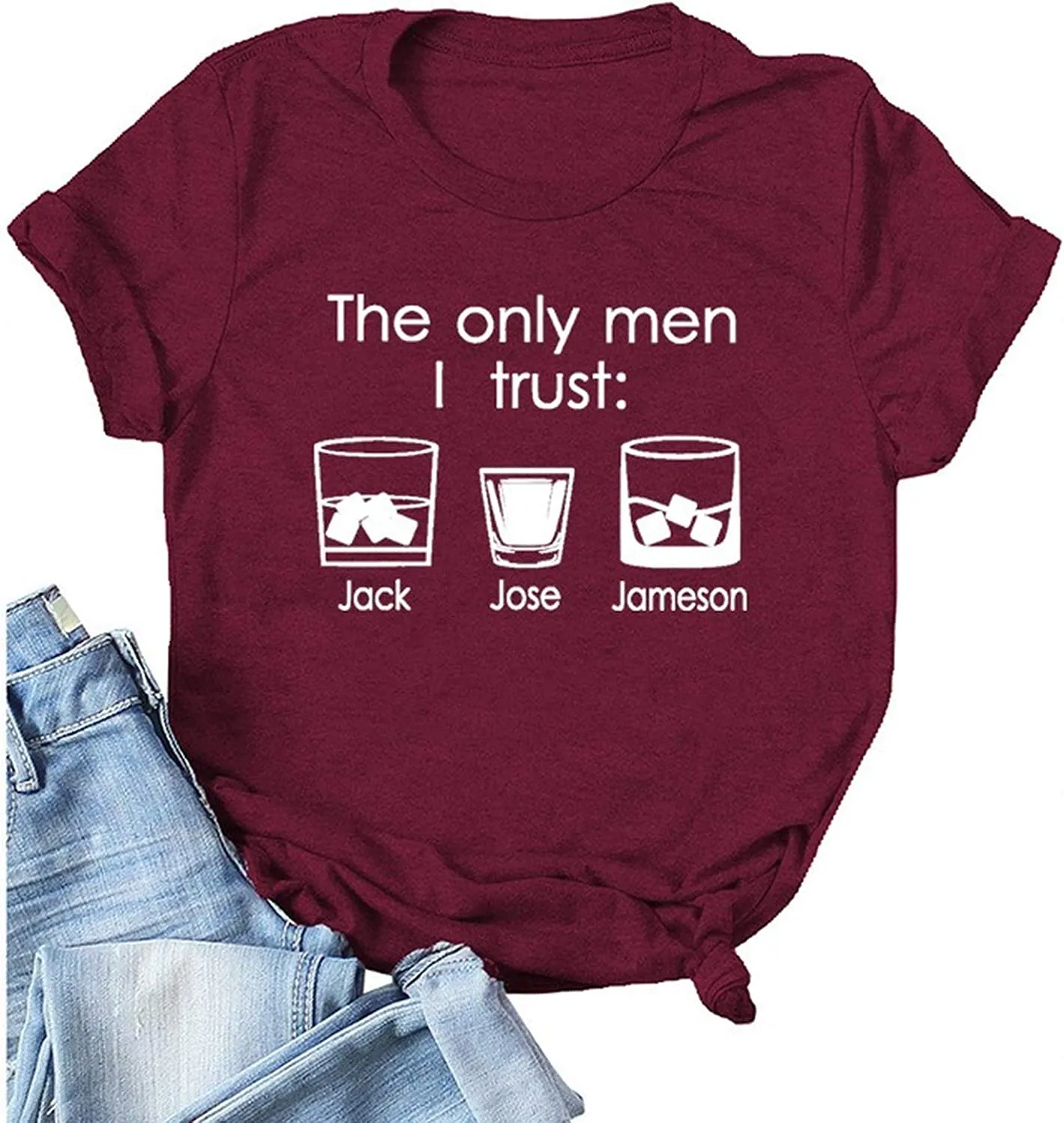 Women The Only Men I Trust Jack Jim Jose Funny Graphic T-Shirt